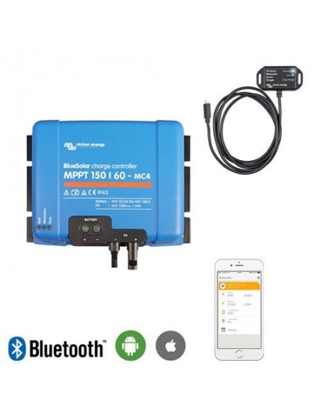 Set Regolatore di carica 100Voc 15Ah Bluesolar MPPT con Smart Dongle Bluetooth