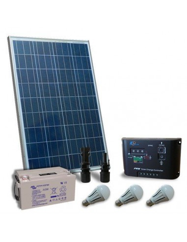 Kit Camping car Panneau solaire 100W 12V poly régulateur REGDUO 2 batteries