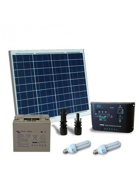 Solarbeleuchtung Kit Fluo 50W 12V für Innen Photovoltaik batterie 22Ah