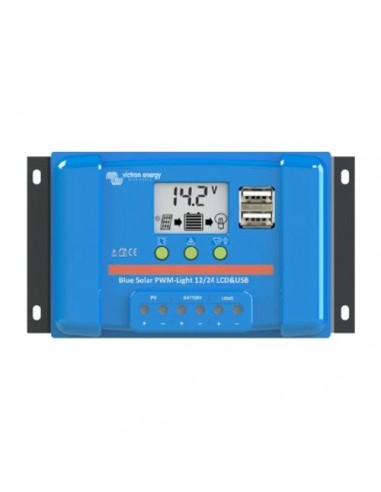 BlueSolar PWM Charge Controller 5A 12/24V LCD Display and USB Victron Energy