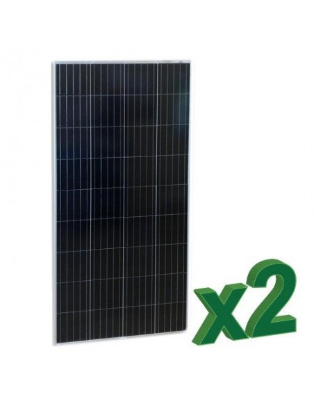 Set di 2 Pannelli Solari Fotovoltaico 175W 12V Totale 350W Policristallino