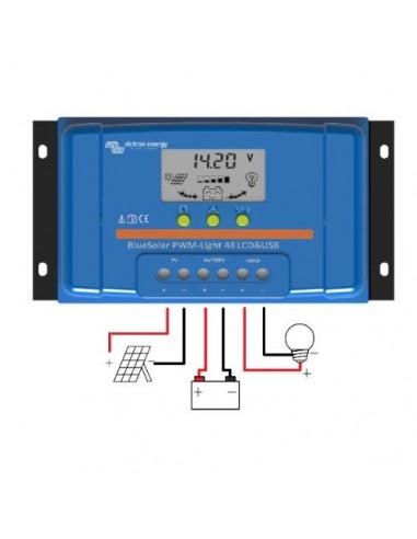 BlueSolar PWM Lade-Regler 5A 12/24V Flüssigkristallbildschirm USB Victron Energy