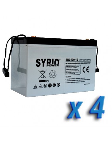 Set of 4 AGM Battery 100Ah 12V Deep Cycle Syrio Power photovoltaic marine  camper