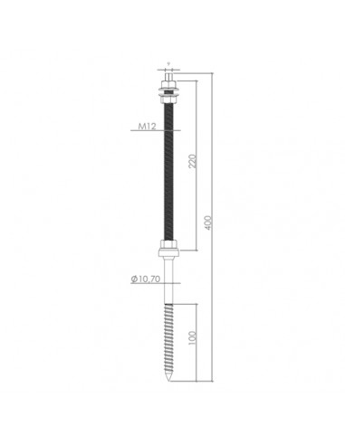 Componenti Fissaggio: vendita online Vite Doppio Filetto M12x400mm Lamiera Grecata Coppi Tetti Ondulati Travi Legno