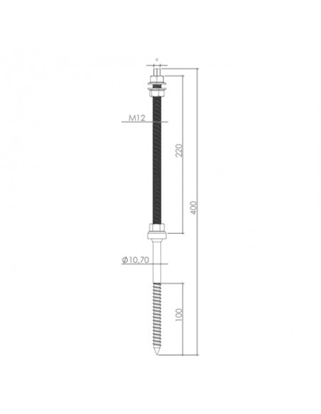 Componenti Fissaggio: vendita online Vite Doppio Filetto M12x400mm Lamiera Grecata Coppi Tetti Ondulati Travi Legno