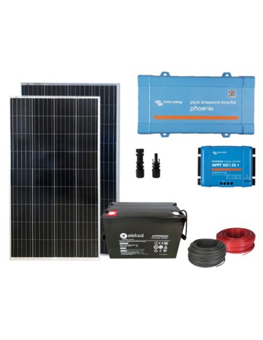 Kit solare baita 115W poli 12V inverter 650W batteria al litio 100Ah 12.8V