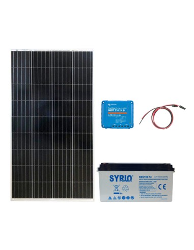 Kit solare Pro2 115W pannello poli regolatore 15A batteria GEL Syrio Power  160Ah
