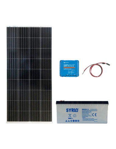 Kit solare Pro2 175W pannello poli regolatore 15A batteria GEL Syrio Power  200Ah