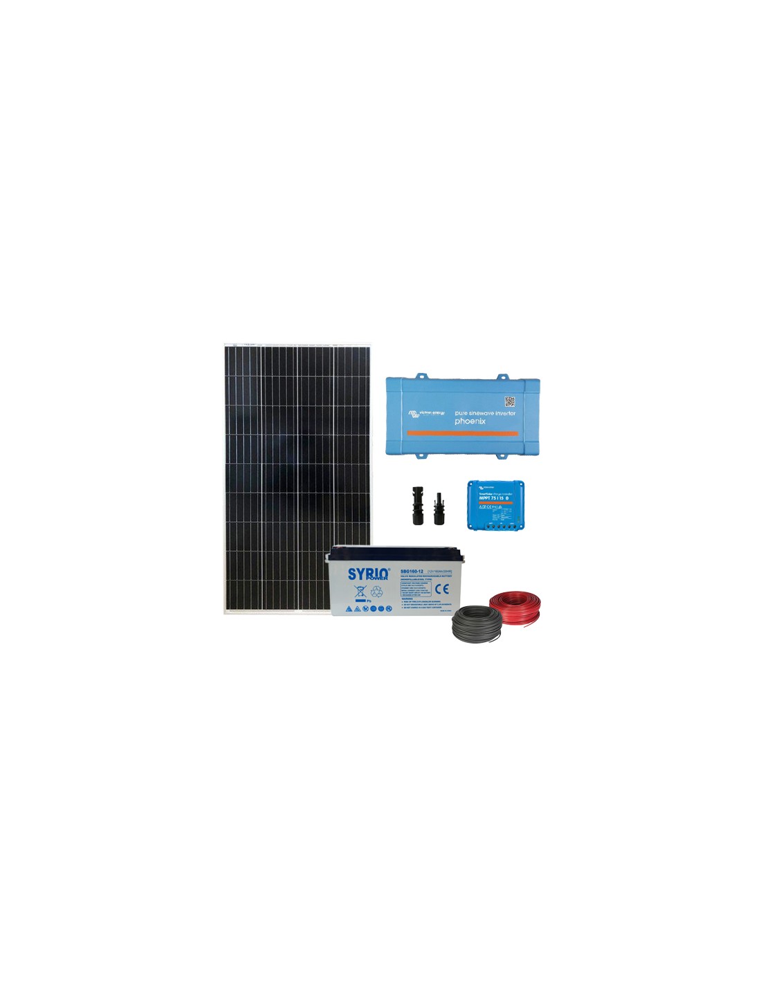 Kit solare Pro2 175W pannello poli regolatore 15A batteria GEL Syrio Power  200Ah