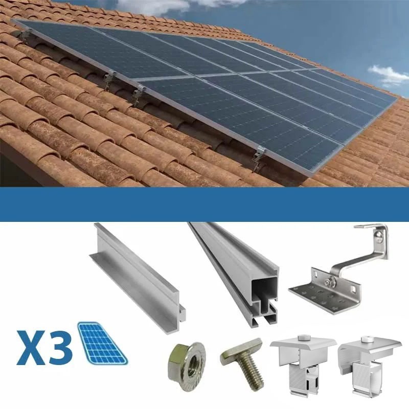 Fixing kit for pitched roof panels with solar photovoltaic tiles