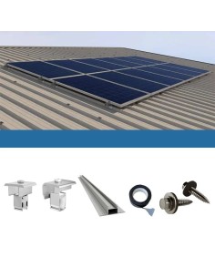 Kit fixation pour 3 panneau sur tôle ondulée barre 38cm solaire photovoltaïque 2