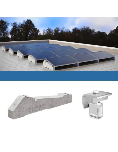 Fixing kit for 1 flat roof panel with ballast solar photovoltaic
