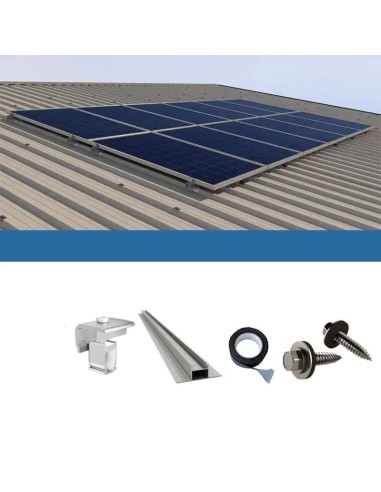 Kit fixation pour 1 panneau sur tôle ondulée barre 38cm solaire photovoltaïque