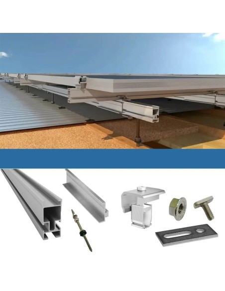 Kit de fixation pour 1 panneau de toiture en bois photovoltaïque