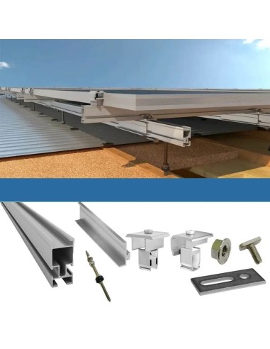 Kit de fixation pour 5 panneaux de toiture en bois photovoltaïque