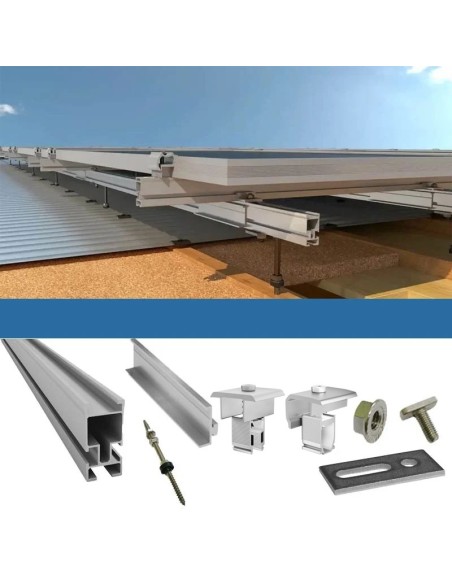 Kit de fixation pour 5 panneaux de toiture en bois photovoltaïque