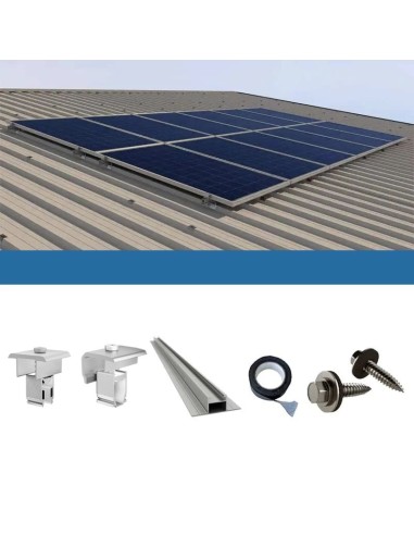 Kit fijación para 5 panel sobre chapa ondulada barra de 38cm solar fotovoltaica