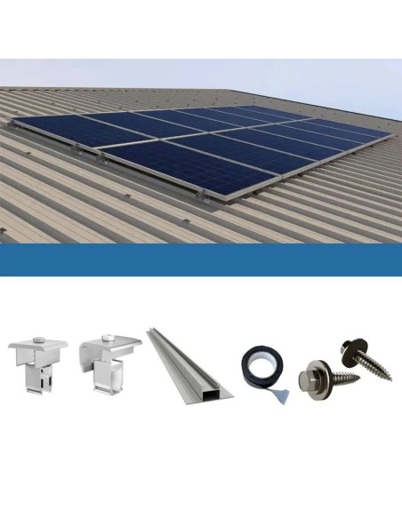 kit for 9 panel on corrugated sheet metal 2.60m solar photovoltaic bars kit for 9 panel on corrugated sheet metal 2.60m solar photovoltaic bars