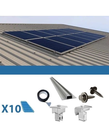 Befestigungssatz für 10 Panel auf Wellblech 2.60m Solar-Photovoltaik-Stäbe