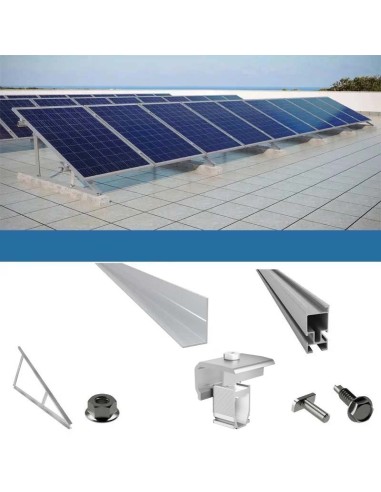 Kit de fijación para 1 paneles en cubierta plana con triángulos fotovoltaica