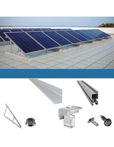 Tetto Piano: vendita online Kit fissaggio 1 pannelli su tetto piano con triangoli solare fotovoltaico Tetto Piano: vendita online Kit fissaggio 1 pannelli su tetto piano con triangoli solare fotovoltaico