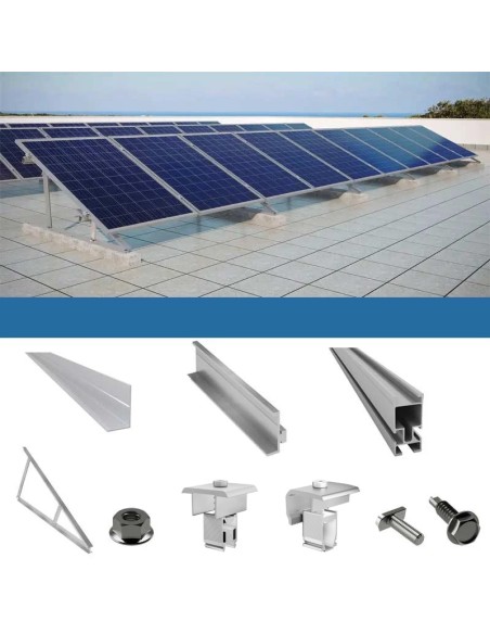 Befestigungsset für 9 Paneele auf Flachdach mit Dreiecken Solar-Photovoltaik
