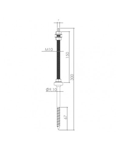 Satz mit 10 Doppelgewindeschraube M10x300mm Wellige Dächer Ein gewelltes