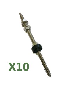 Jeu de 10 vis à double filetages M10x300mm Toits ondulés Tôle ondulé