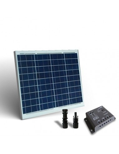 Kit Camping car Panneau solaire 100W 12V poly régulateur REGDUO 2 batteries