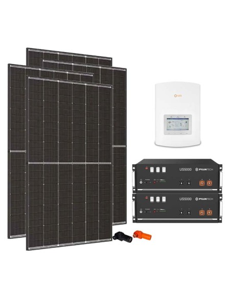 Kit fotovoltaico monofásico 4050W inversor híbrido Solis 3.6kW Pylontech 9.6kWh Kit fotovoltaico monofásico 4050W inversor híbrido Solis 3.6kW Pylontech 9.6kWh