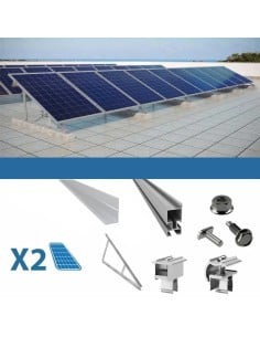Befestigungsset für 2 Paneele auf Flachdach mit Dreiecken Solar-Photovoltaik