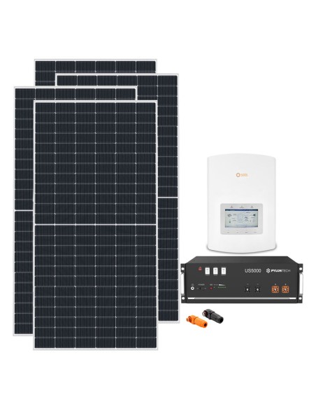 Kit fotovoltaico monofásico 4095W inversor híbrido Solis 3.6kW Pylontech 4.8kWh Kit fotovoltaico monofásico 4095W inversor híbrido Solis 3.6kW Pylontech 4.8kWh