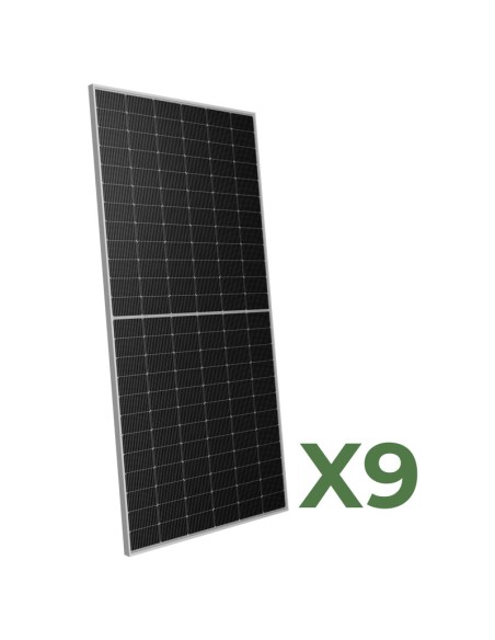 Set 9 paneles fotovoltaico doble cara 595W total 5355W mono Peimar medias celdas
