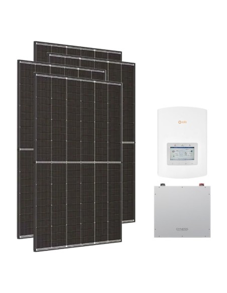 Kit fotovoltaico monofásico 3150W inversor Solis 3kW litio Dyness DL5.0C 5.12kWh