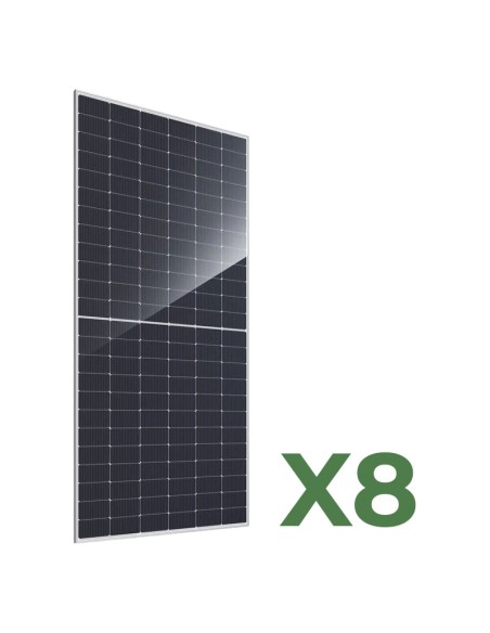 Set of 8 bifacial photovoltaic solar panels 600W tot. 4800W mono JA Solar