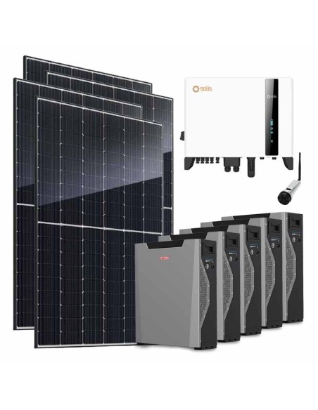 Kit fotovoltaico trifásico 10400W inversor Solis 10kW litio 26.85kWh Weco 5k3 XP
