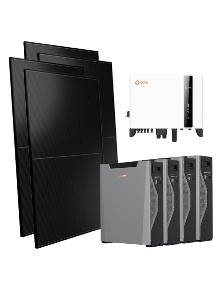 Kit fotovoltaico trifásico 10000W inversor Solis 10kW litio 21.4kWh Weco 5k3 XP