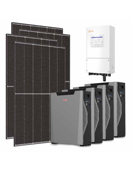 Kit photovoltaïque monophasé 8550W onduleur 8kW Solis lithium 21.4kWh Weco 5k3 XP