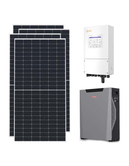 Kit photovoltaïque monophasé 8190W onduleur 8kW Solis lithium 5.3kWh Weco 5k3 XP