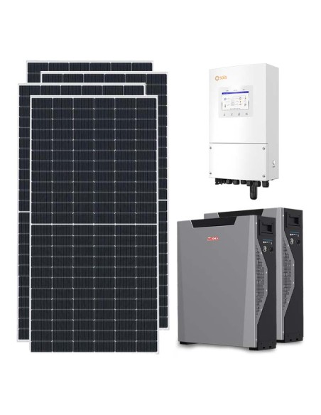 Kit fotovoltaico monofásico 8190W inversor 8kW Solis litio 10.7kWh Weco 5k3 XP