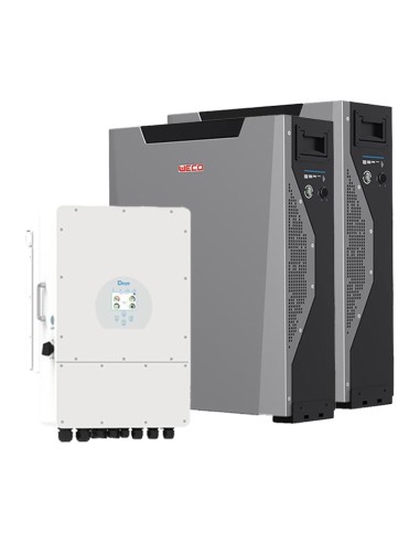 Système d'accumulation triphasé onduleur Deye 12kW lithium 10.74kWh Weco 5k3 XP