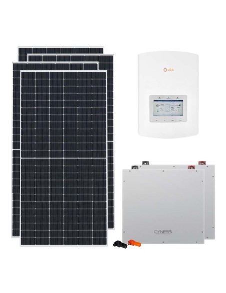 Kit fotovoltaico monofásico 3510W inversor Solis 3kW litio 10.24kWh Dyness DL5.0C