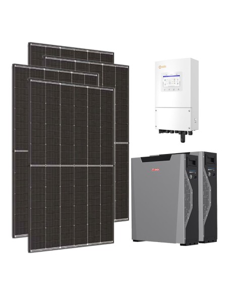 Kit photovoltaïque monophasé 6300W onduleur 6kW Solis lithium 10.7kWh Weco 5k3 XP