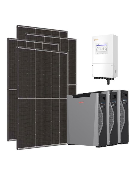 Kit fotovoltaico monofásico 6300W inversor 6kW Solis litio 16.1kWh Weco 5k3 XP