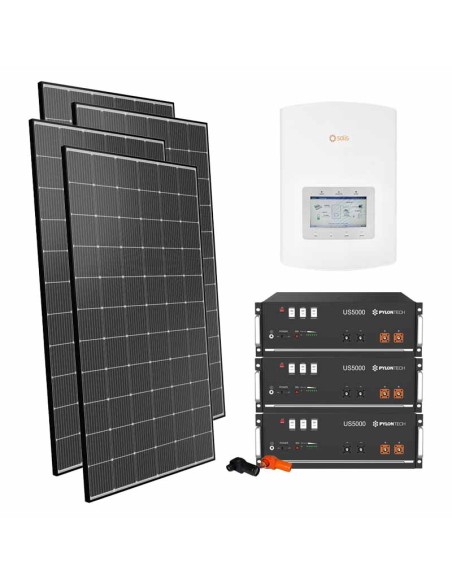 Single-phase photovoltaic kit 5555W inverter Solis 5kW lithium 14.4kWh Pylontech