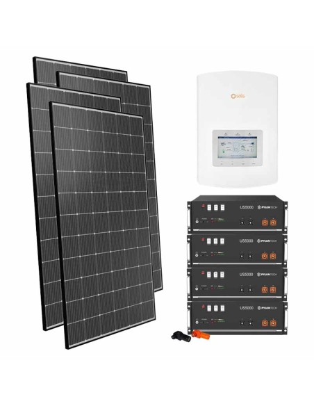 Kit photovoltaïque monophasé 6060W onduleur Solis 6kW lithium 19.2kWh Pylontech