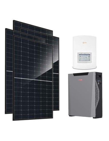 Kit photovoltaïque monophasé 3680W onduleur Solis 3kW lithium 5.3kWh Weco 5k3 XP