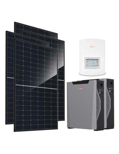 Kit photovoltaïque monophasé 3680W onduleur Solis 3kW lithium 10.7kWh Weco 5k3 XP