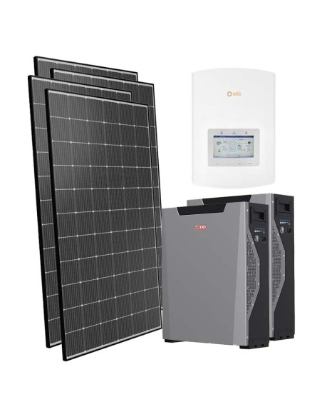 Kit photovoltaïque monophasé 5050W onduleur Solis 4.6kW lithium 10.7kWh Weco 5k3 XP