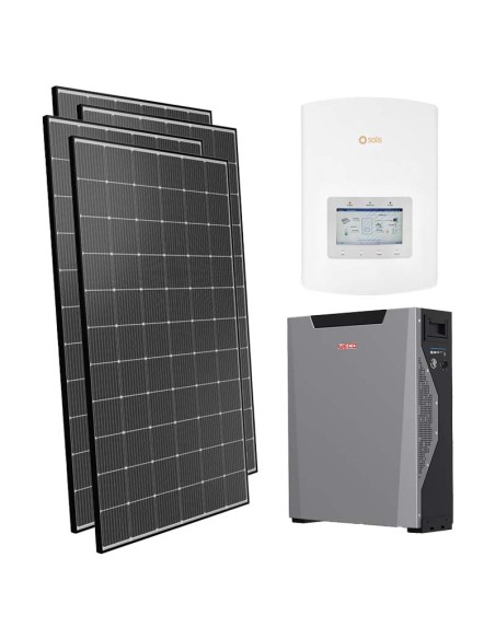 Kit fotovoltaico monofásico 5555W inversor Solis 5kW litio 5.3kWh Weco 5k3 XP